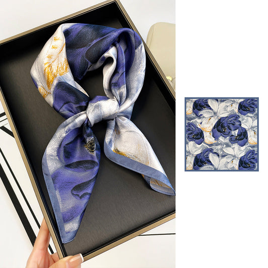 inRealSilk ZS7007-03# 66cm*66cm 100% Silk Small Square Scarf Small Neckerchief with Suit