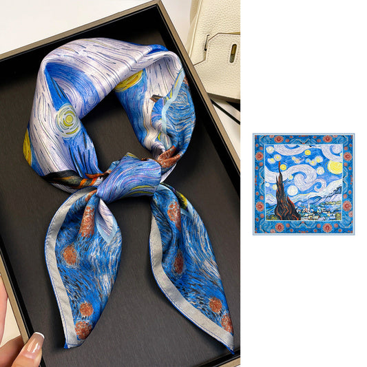 inRealSilk ZS7007-02# 66cm*66cm 100% Silk Small Square Scarf Small Neckerchief with Suit