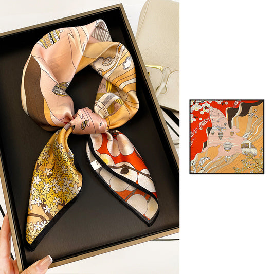 inRealSilk Red 66cm*66cm 100% Silk Small Square Scarf Small Neckerchief with Suit