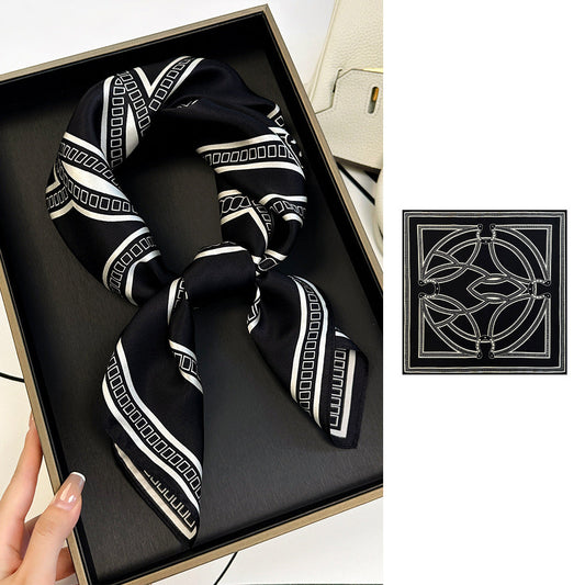 inRealSilk ZS7009-02# 66cm*66cm 100% Silk Small Square Scarf Small Neckerchief with Suit