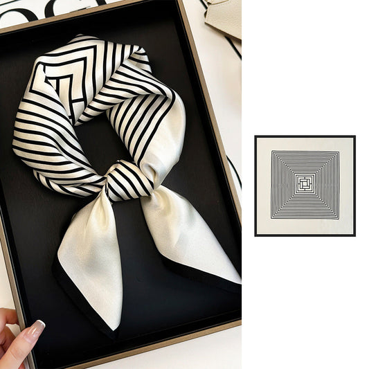 inRealSilk Stripes 66cm*66cm 100% Silk Small Square Scarf Small Neckerchief with Suit