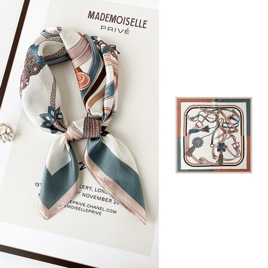 inRealSilk ZS7013-Leather Belt 66cm*66cm 100% Silk Small Square Scarf Small Neckerchief with Suit