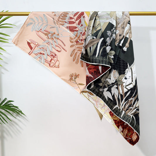inRealSilk Double-Sided Heterochromatic Printing 10# 88cm*88cm A Large Square 100% Silk Scarves