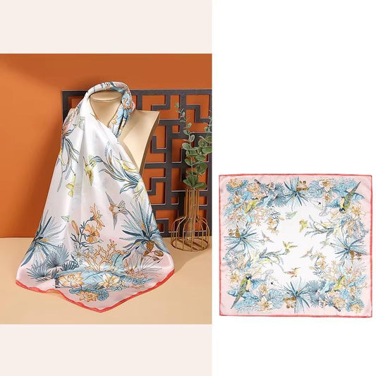 inRealSilk Flower Bush - Pink Edge 68cm*68cm 100% Silk Small Square Scarf