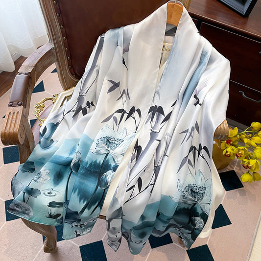 inRealSilk Printing 08# 50cm*170cm 100% Silk Shawls&Scarves