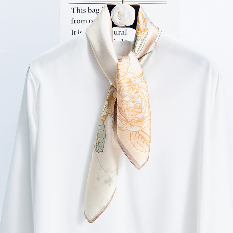 inRealSilk Pinked Orange 70cm*70cm 100% Silk Small Square Scarf Fashion Commuting Style