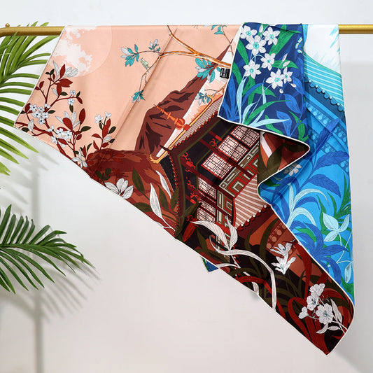 inRealSilk Double-Sided Heterochromatic Printing 05# 88cm*88cm A Large Square 100% Silk Scarves