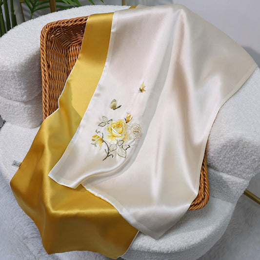 inRealSilk Dance Beautifully - Mikin 35cm*155cm 100% Silk Long Scarf Fine Hand Embroidery Double Layer 16mm