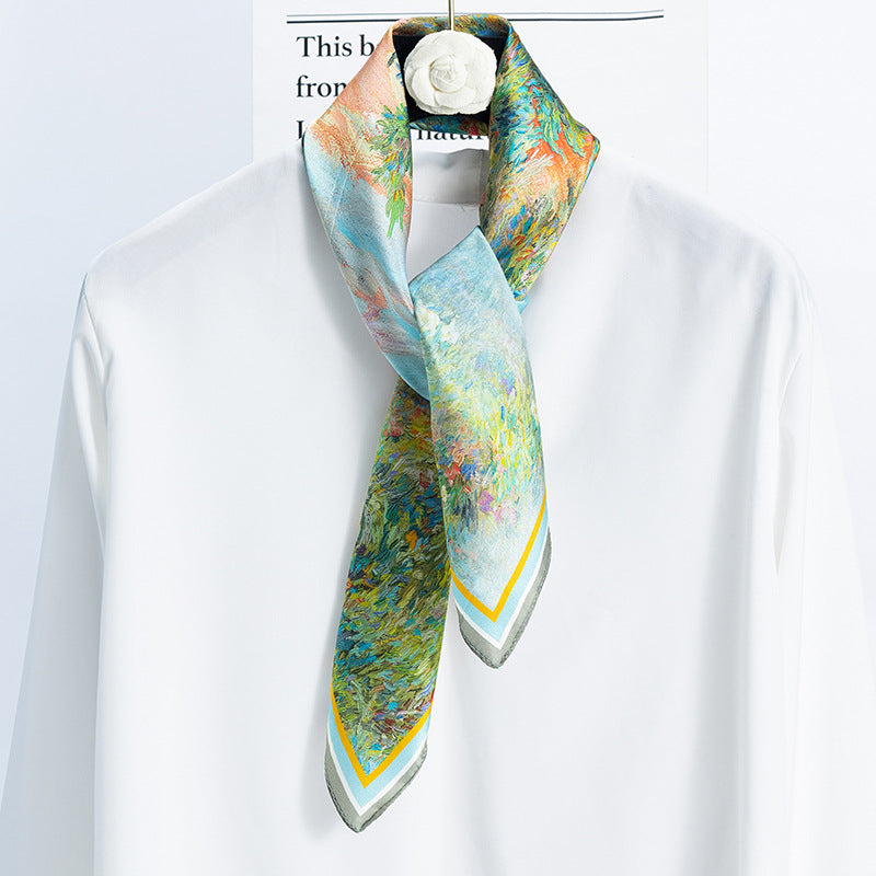 inRealSilk Pinkish Blue 70cm*70cm 100% Silk Small Square Scarf Fashion Commuting Style