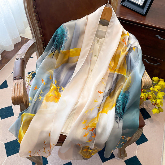 inRealSilk Printing 03# 50cm*170cm 100% Silk Shawls&Scarves