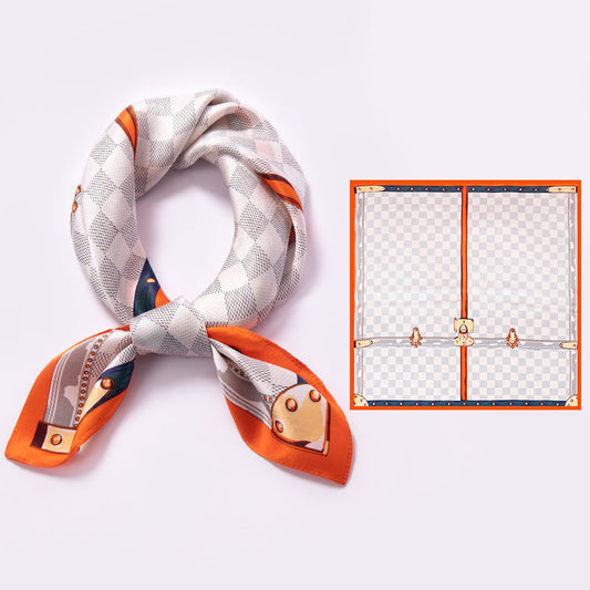 inRealSilk Chevron Pipped Orange 65cm*65cm 100% Silk Small Square Scarf Small Neckerchief with Suit