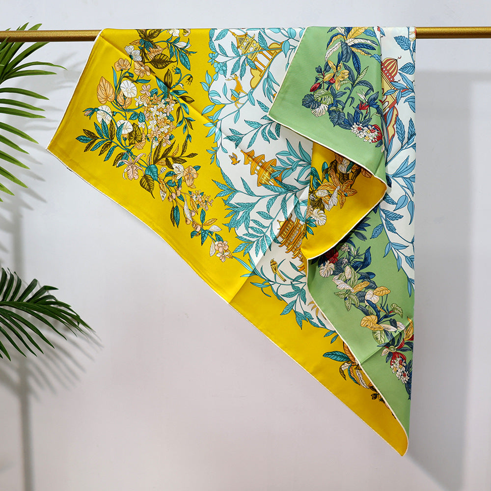 inRealSilk Double-Sided Heterochromatic Printing 06# 88cm*88cm A Large Square 100% Silk Scarves