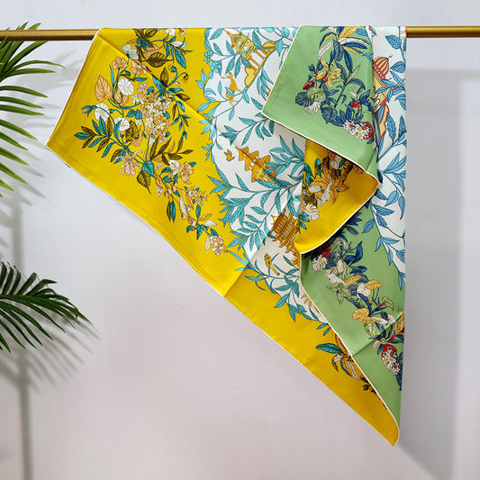 inRealSilk Double-Sided Heterochromatic Printing 06# 88cm*88cm A Large Square 100% Silk Scarves