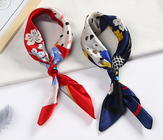 inRealSilk Blue 53cm*53cm Print 100% Small Square Silk Scarf Neckerchiefs&Bandana